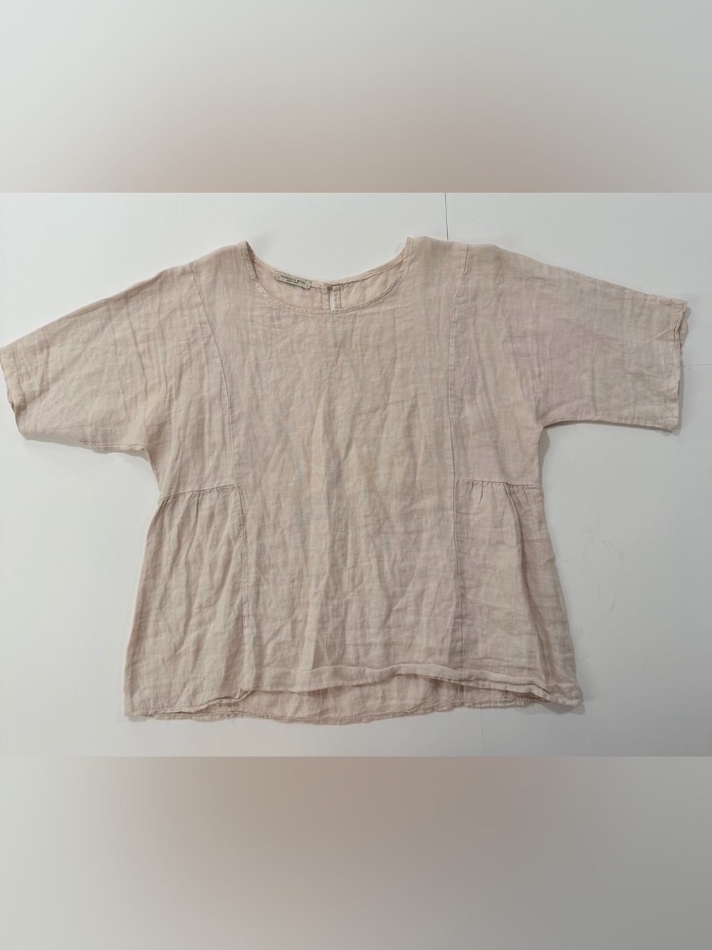 Made in Italy 100% Linen Oversized Lagenlook Blouse Neutral L